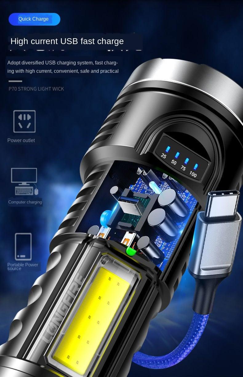 Adjustable Rechargeable Strong Mini Pocket Sized Flashlight LED Multifunctional High Lumen Light Ultra-bright Portable Flashlights Outdoor Waterproof Flashlight For Running Walking - 3Sons Sports & Fitness