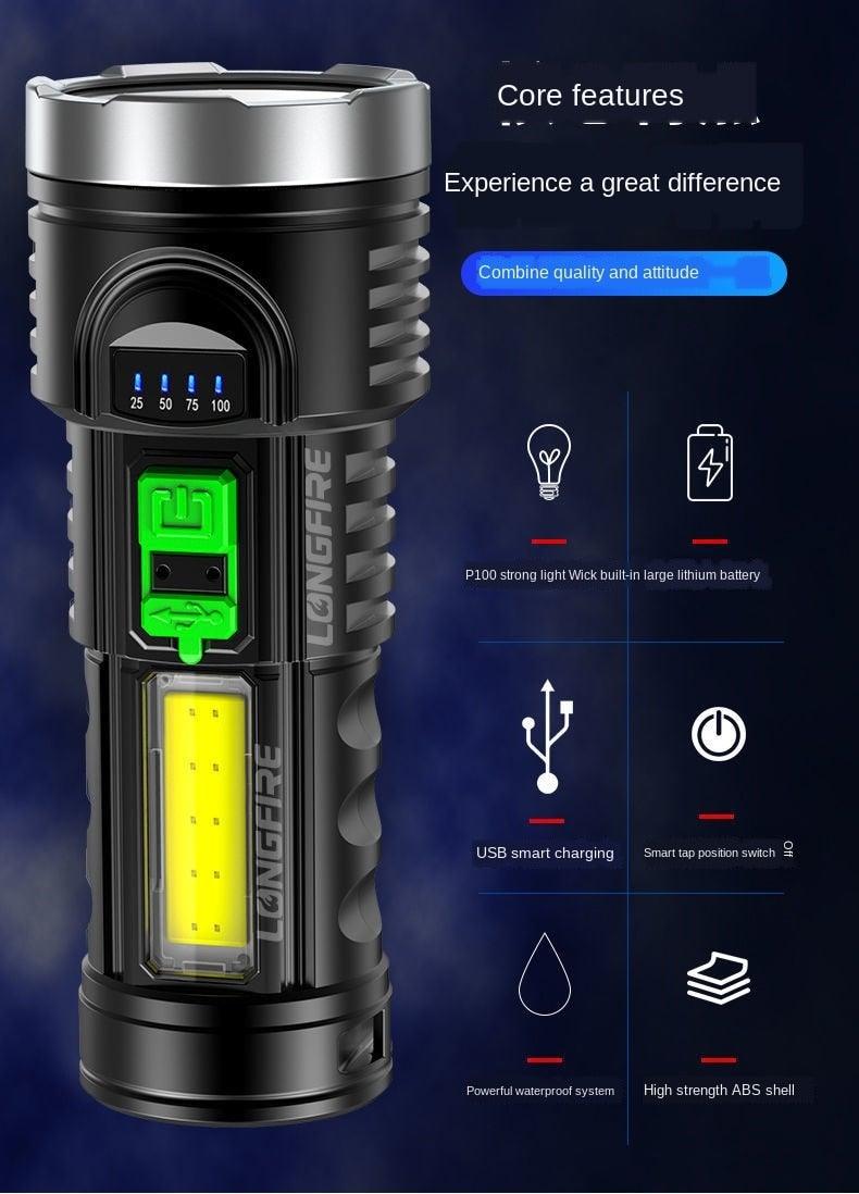 Adjustable Rechargeable Strong Mini Pocket Sized Flashlight LED Multifunctional High Lumen Light Ultra-bright Portable Flashlights Outdoor Waterproof Flashlight For Running Walking - 3Sons Sports & Fitness