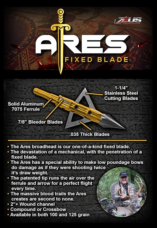 ZEUS ARES BROADHEADS 100GR OR 125GR (3 PACK) - 3Sons Sports & Fitness