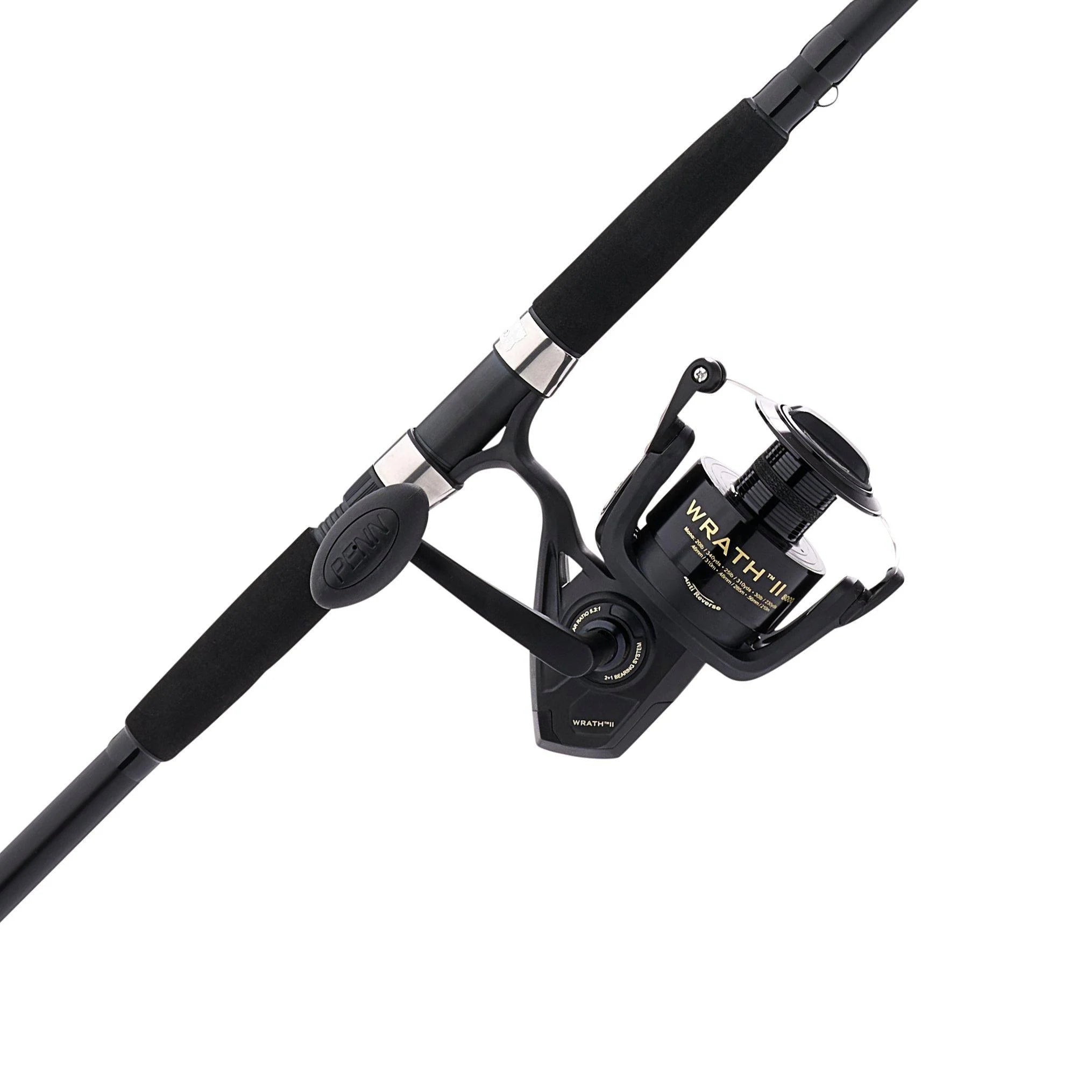 PENN Wrath II Spinning Fishing Combo, 6'6" Medium Light Rod, 2500 Size Reel