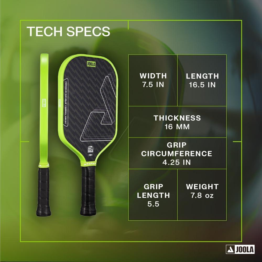 JOOLA Double Vision 16Mm Pickleball Paddle - Signature and Standard Shape - Aramid Surface for Softer Responsive Touch - SK Film for Reduce Vibration - USAP Approved - NFC Chip Enabled