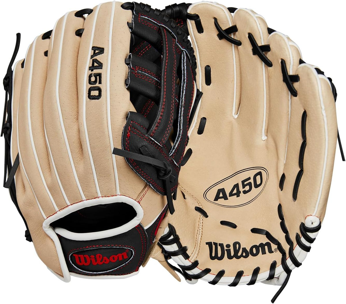 Wilson | A450 | Adult + Youth Baseball Glove + Mitt | Sizes 10.75" - 12" | Right + Left Hand Throw | Multiple Styles