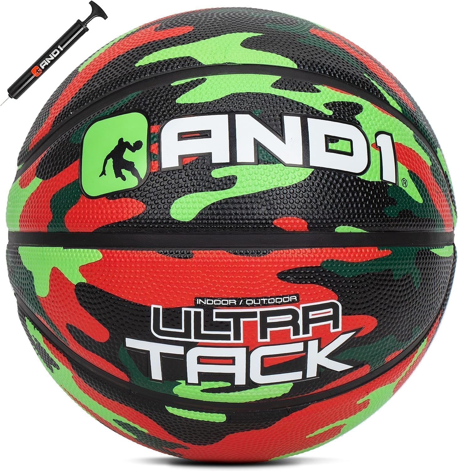 AND1 Rubber Basketball: Official Regulation Size 7 (29.5 Inches) - Deep Channel Construction Streetball, Made for Indoor Outdoor Basketball Games