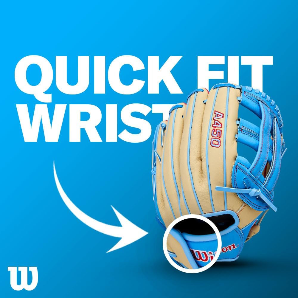 Wilson | A450 | Adult + Youth Baseball Glove + Mitt | Sizes 10.75" - 12" | Right + Left Hand Throw | Multiple Styles