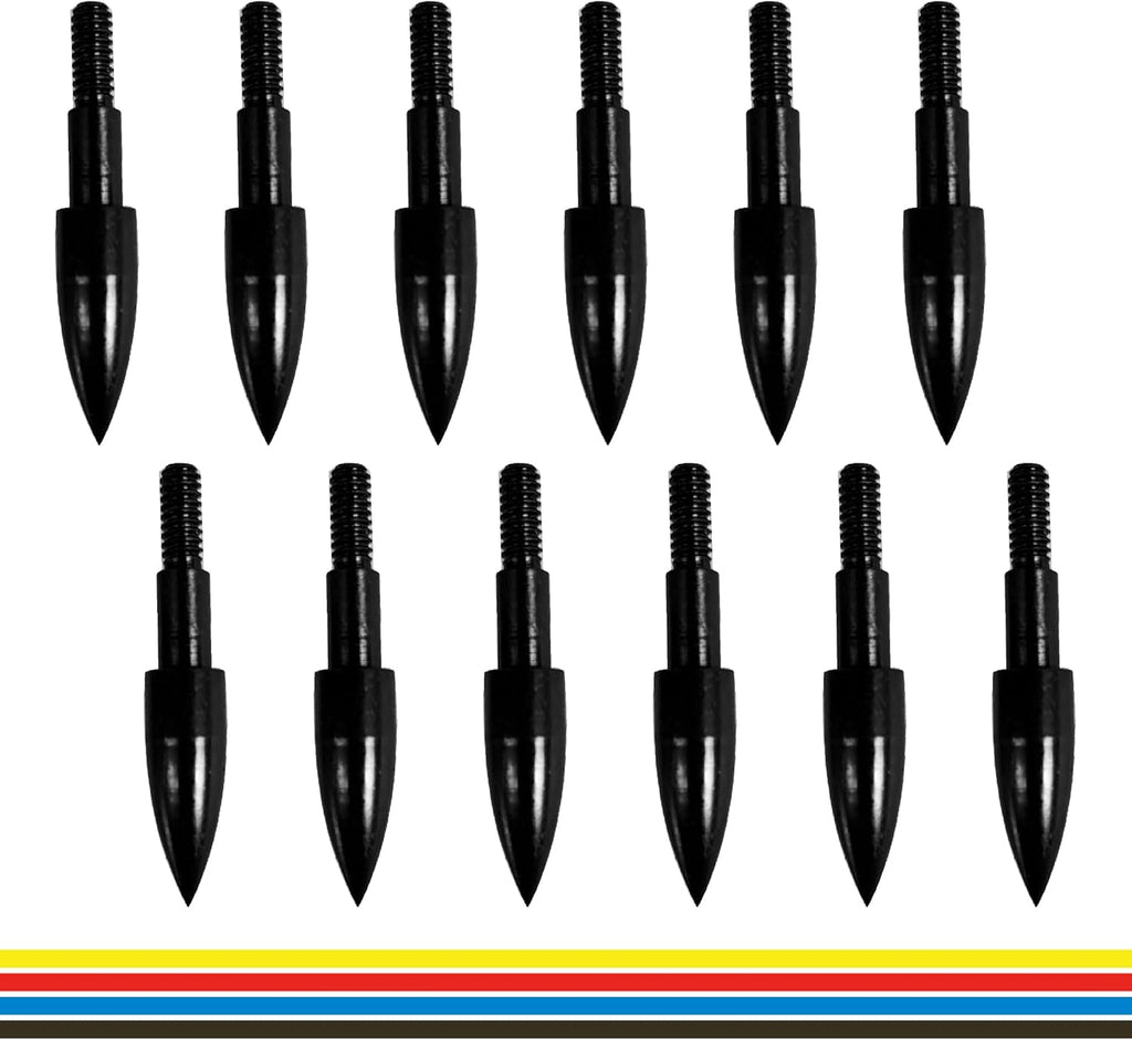 12Pcs Archery Arrow Tips 100/125/150/200 Grain Field Tips 5/16 Inch Screw in Bullet Points , Archery Target Crossbow Practice Tip for Arrow Recurve Bow Compound Bow, Hunting Bow Arrow Target Practice