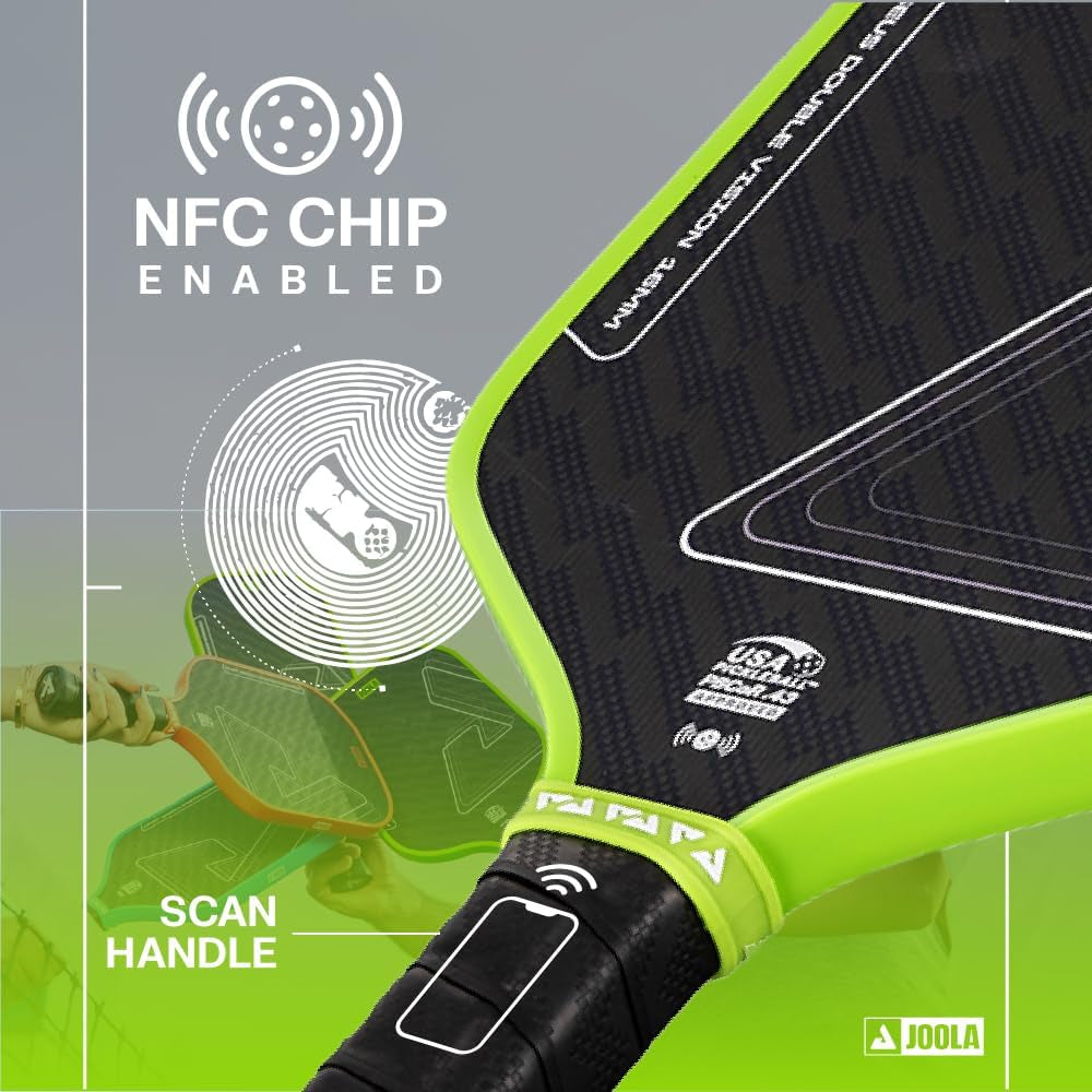 JOOLA Double Vision 16Mm Pickleball Paddle - Signature and Standard Shape - Aramid Surface for Softer Responsive Touch - SK Film for Reduce Vibration - USAP Approved - NFC Chip Enabled