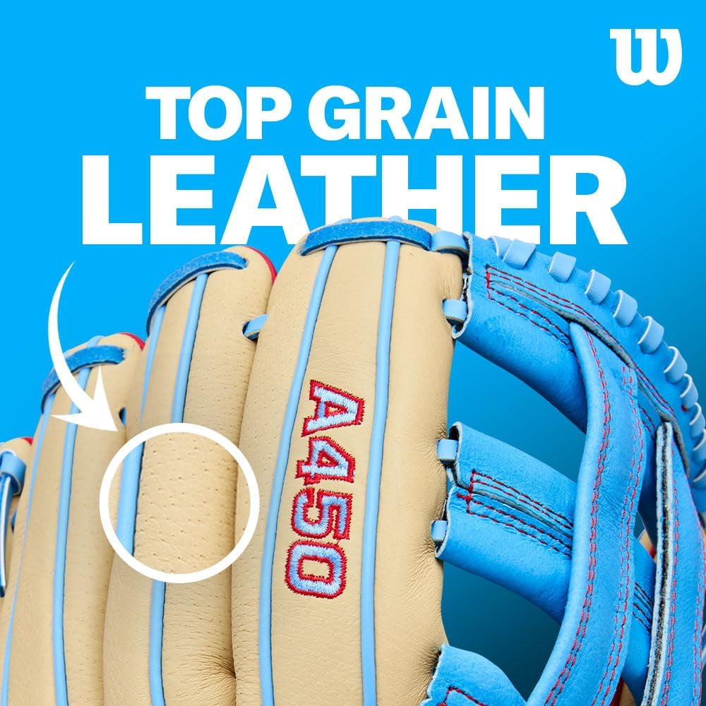 Wilson | A450 | Adult + Youth Baseball Glove + Mitt | Sizes 10.75" - 12" | Right + Left Hand Throw | Multiple Styles