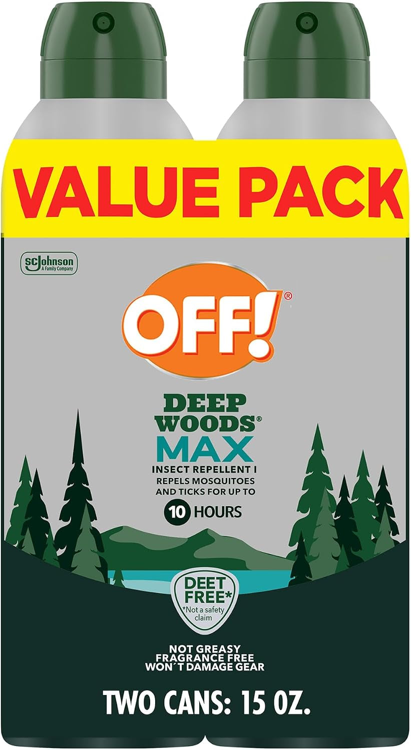 OFF! Deep Woods Max Insect Repellent, Mosquito & Tick Aerosol Bug Spray with 20% Picaridin, Long Lasting Deet-Free Protection for up to 10 Hours 7.5 Oz