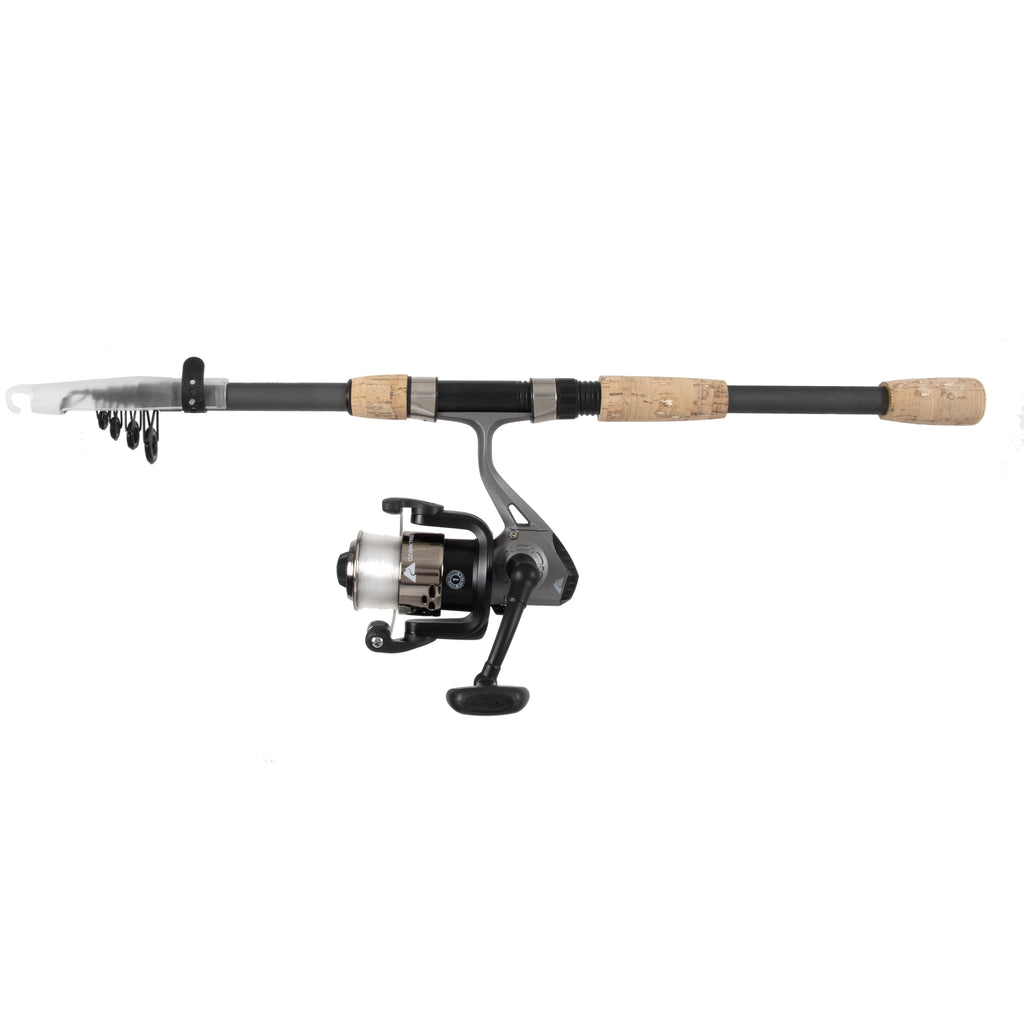 (3 Pack) Ozark Trail Composite Telescopic Fishing Rod and Reel Combo with Baits for Adults, Teens, and Kids, 6' 6", Gray