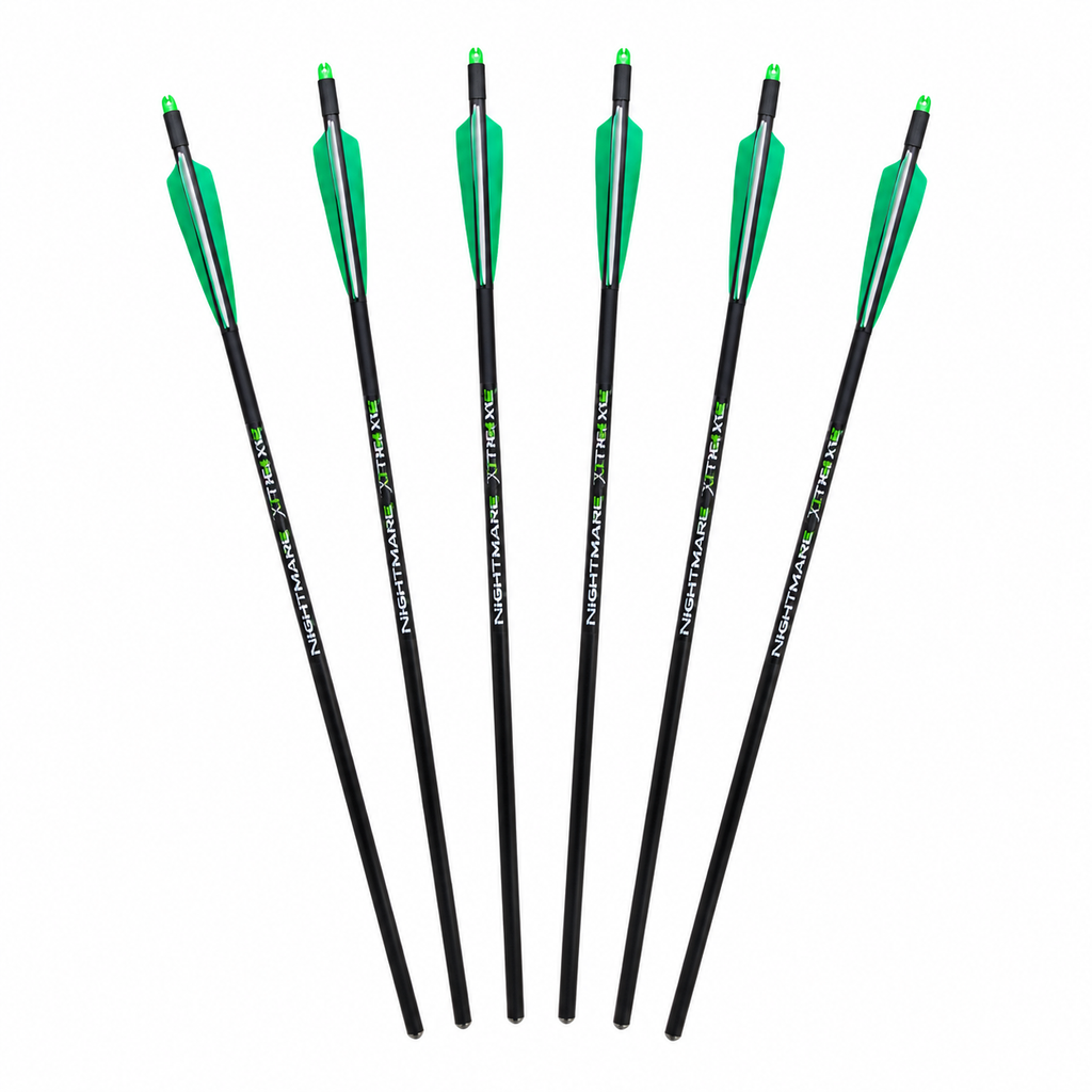 NIGHTMARE XTREME Crossbow Bolts Carbon Half Moon Nocks 12Pcs 20" - 3Sons Sports & Fitness