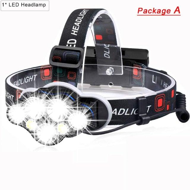 High Lumen Ultra Bright Powerful Rechargeable LED Headlamp  USB Head Lamp 7 LED Headlight Head Flashlight Waterproof Flashlight Head Torch For Outdoor Camping Cycling Running Fishing - 3Sons Sports & Fitness