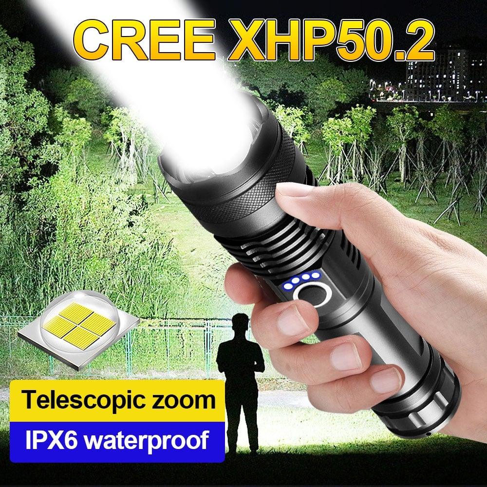 Rechargeable LED Flashlights High Lumens Waterproof Zoomable Super Bright Tactical Flashlight Powerful  USB LED CREE Flashlight  Hand Lamp For Hiking Camping Household Outdoor Sport - 3Sons Sports & Fitness