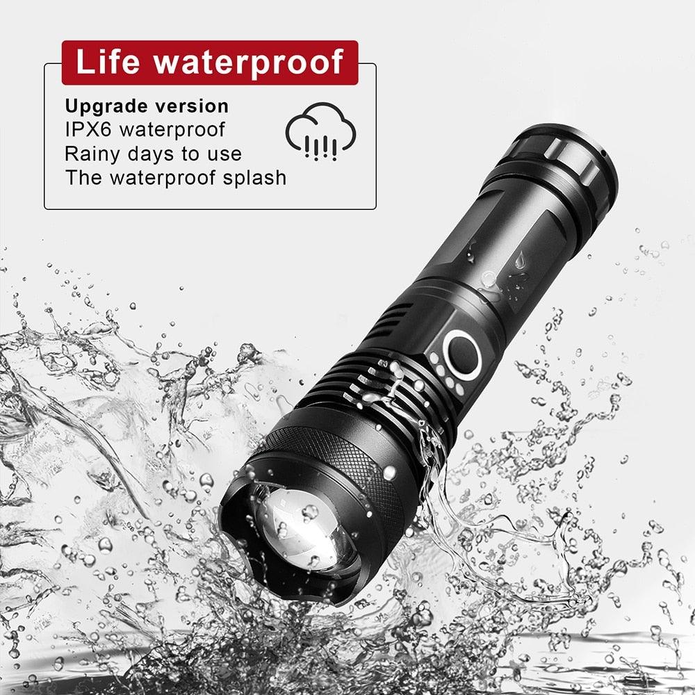 Rechargeable LED Flashlights High Lumens Waterproof Zoomable Super Bright Tactical Flashlight Powerful  USB LED CREE Flashlight  Hand Lamp For Hiking Camping Household Outdoor Sport - 3Sons Sports & Fitness