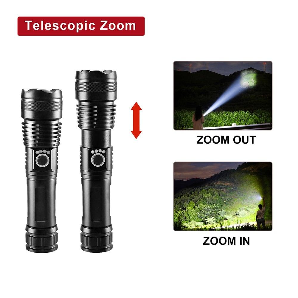 Rechargeable LED Flashlights High Lumens Waterproof Zoomable Super Bright Tactical Flashlight Powerful  USB LED CREE Flashlight  Hand Lamp For Hiking Camping Household Outdoor Sport - 3Sons Sports & Fitness
