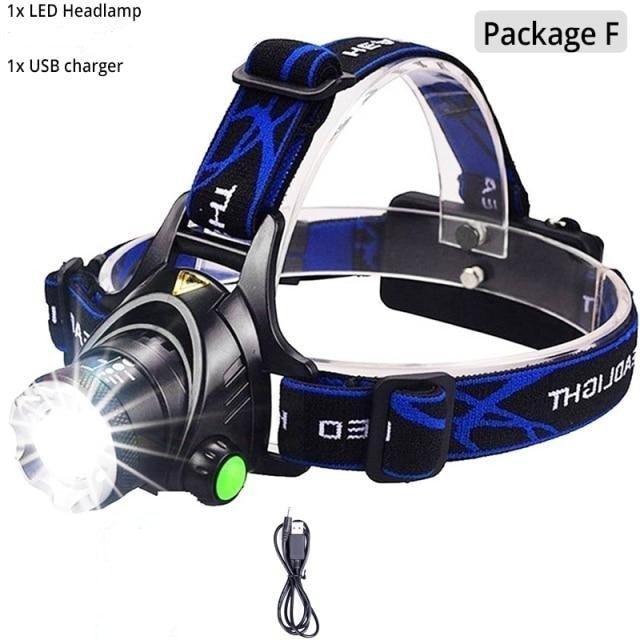 Rechargeable Ultra-bright High Lumen LED Headlamp Hands-Free USB Zoomable Headlight Waterproof  Super Bright Head Lights For Fishing Camping Hiking Riding JoggingTorch Flashlight - 3Sons Sports & Fitness
