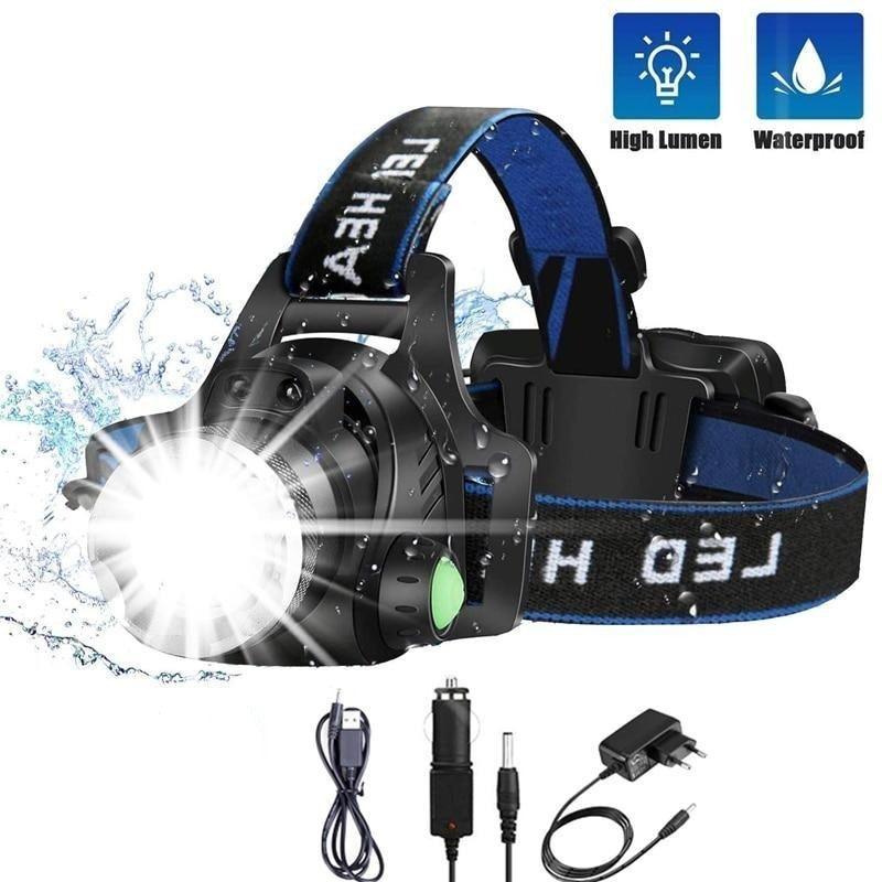 Rechargeable Ultra-bright High Lumen LED Headlamp Hands-Free USB Zoomable Headlight Waterproof  Super Bright Head Lights For Fishing Camping Hiking Riding JoggingTorch Flashlight - 3Sons Sports & Fitness