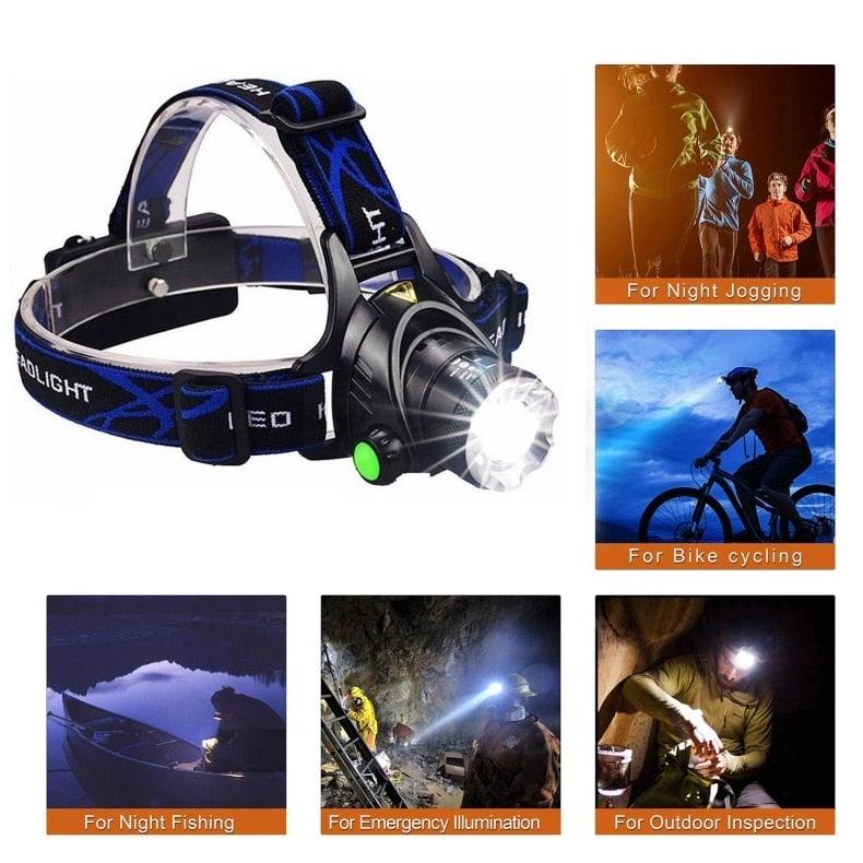 Rechargeable Ultra-bright High Lumen LED Headlamp Hands-Free USB Zoomable Headlight Waterproof  Super Bright Head Lights For Fishing Camping Hiking Riding JoggingTorch Flashlight - 3Sons Sports & Fitness