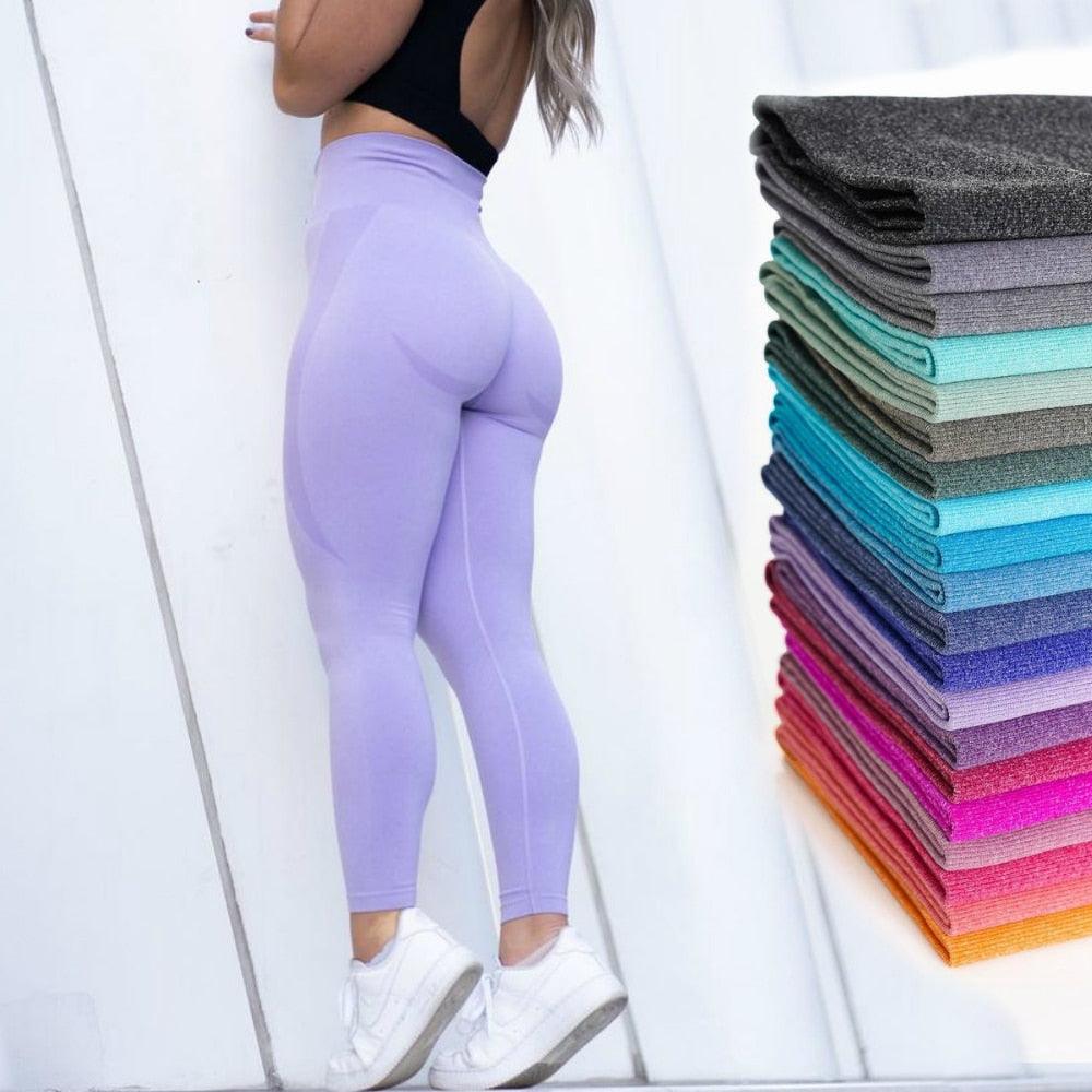 Women's Seamless High-Waist Yoga Pants — Solid Pink